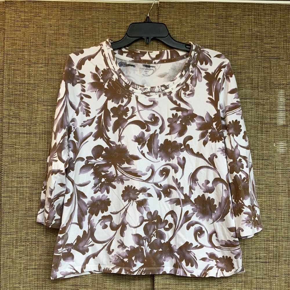 Croft and Barrow cotton long sleeve tee shirt floral print